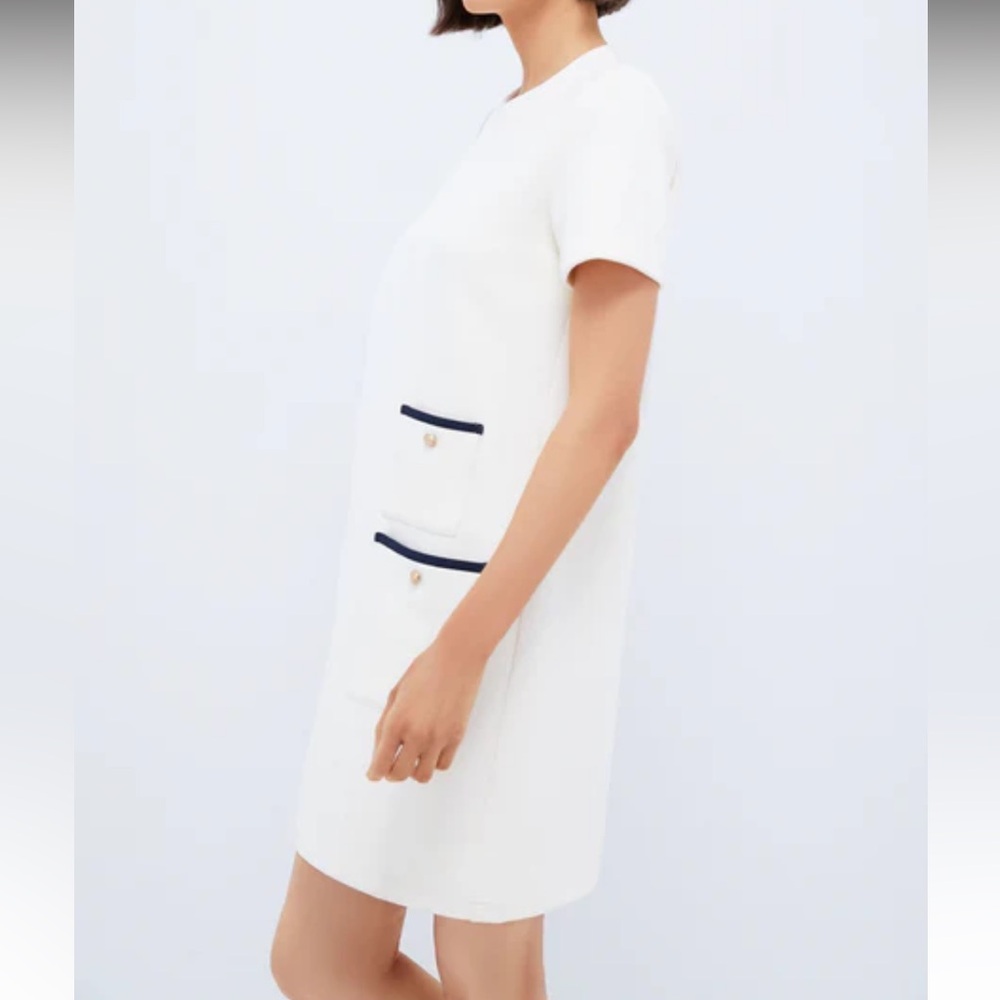 Pearl White Short Sleeve Francoise Dress - Picture 3 of 11